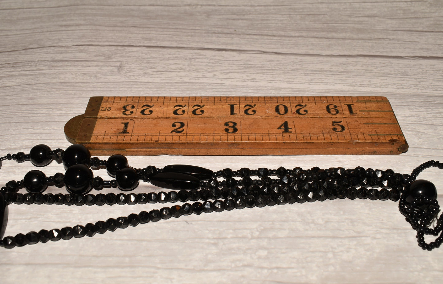 Victorian French Jet Bead Necklace - Beautiful 31 Inch Graduated String with Droplet