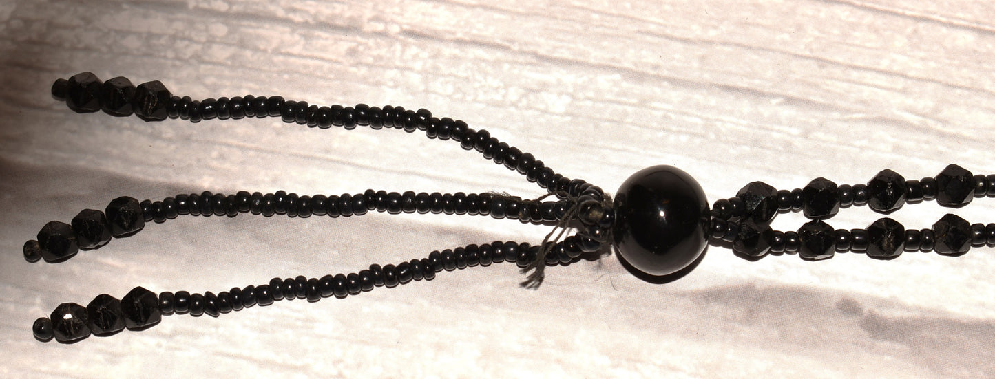 Victorian French Jet Bead Necklace - Beautiful 31 Inch Graduated String with Droplet