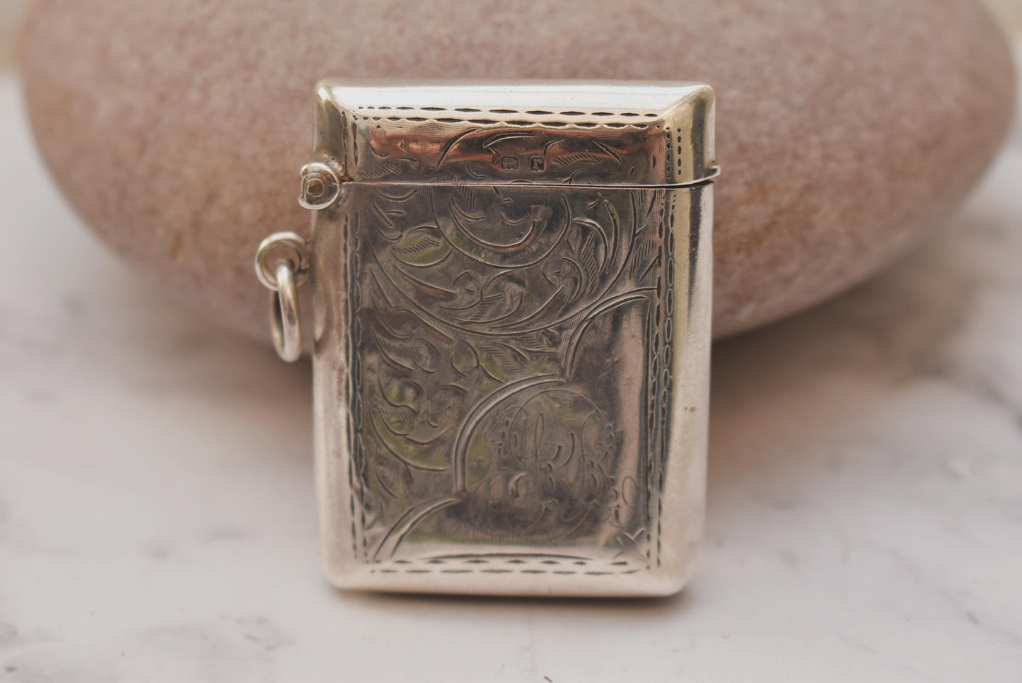 Antique Silver Vesta Case - Gorgeous 1916 Hallmarked Match Safe for Fob or Chatelaine