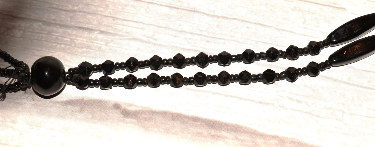 Victorian French Jet Bead Necklace - Beautiful 31 Inch Graduated String with Droplet