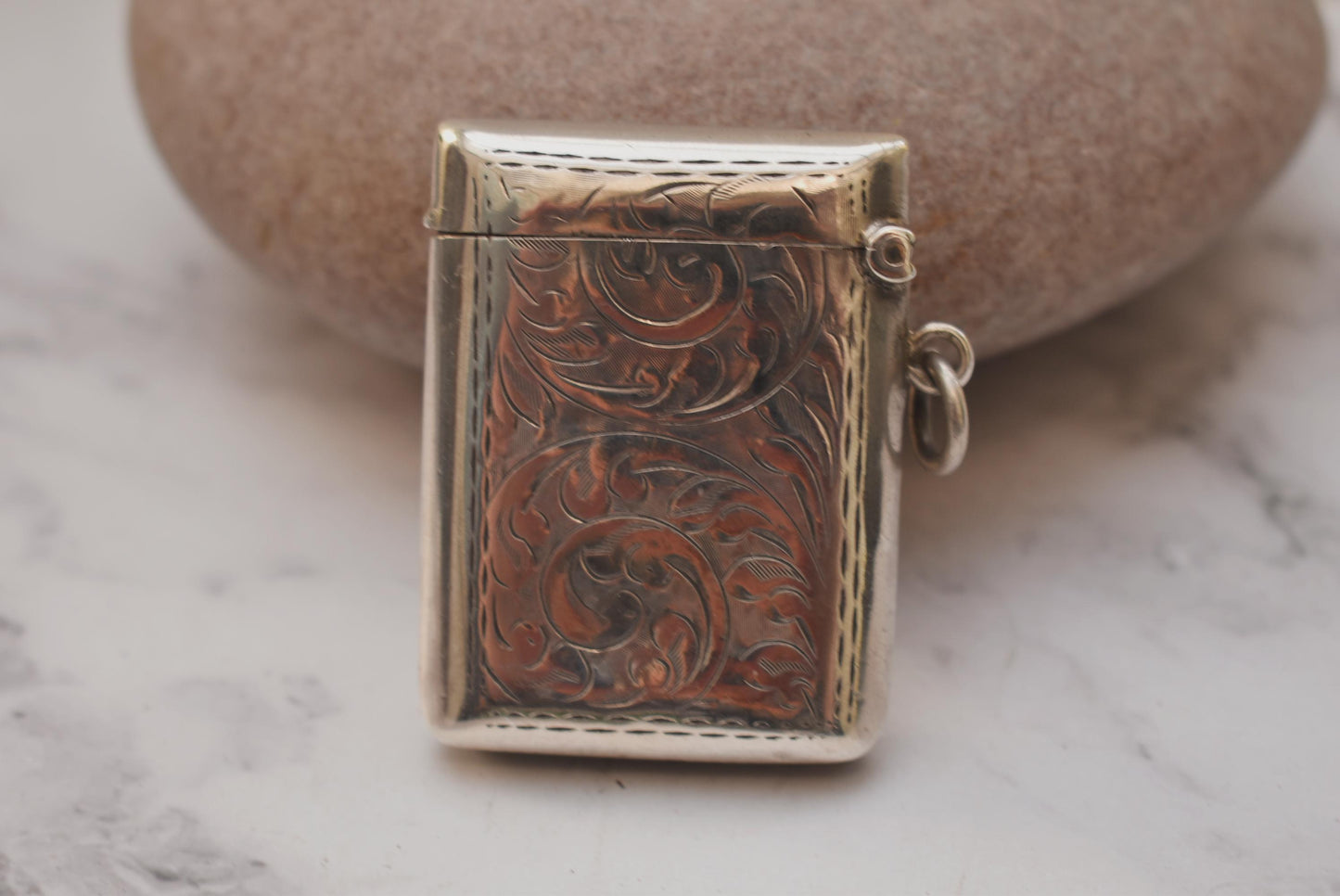 Antique Silver Vesta Case - Gorgeous 1916 Hallmarked Match Safe for Fob or Chatelaine
