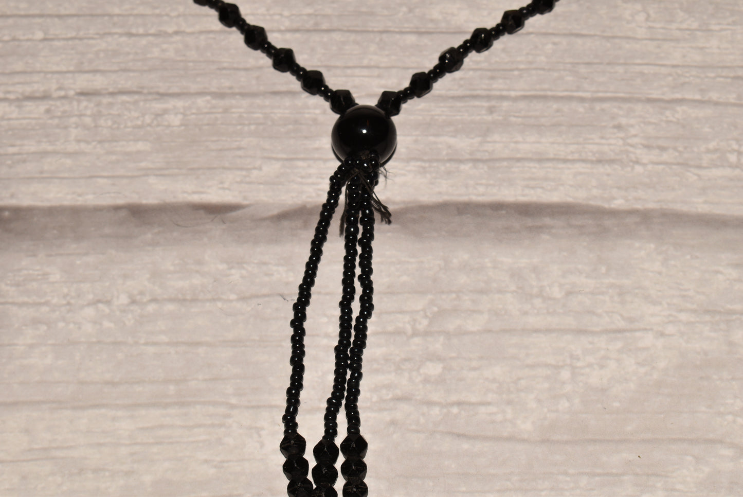 Victorian French Jet Bead Necklace - Beautiful 31 Inch Graduated String with Droplet