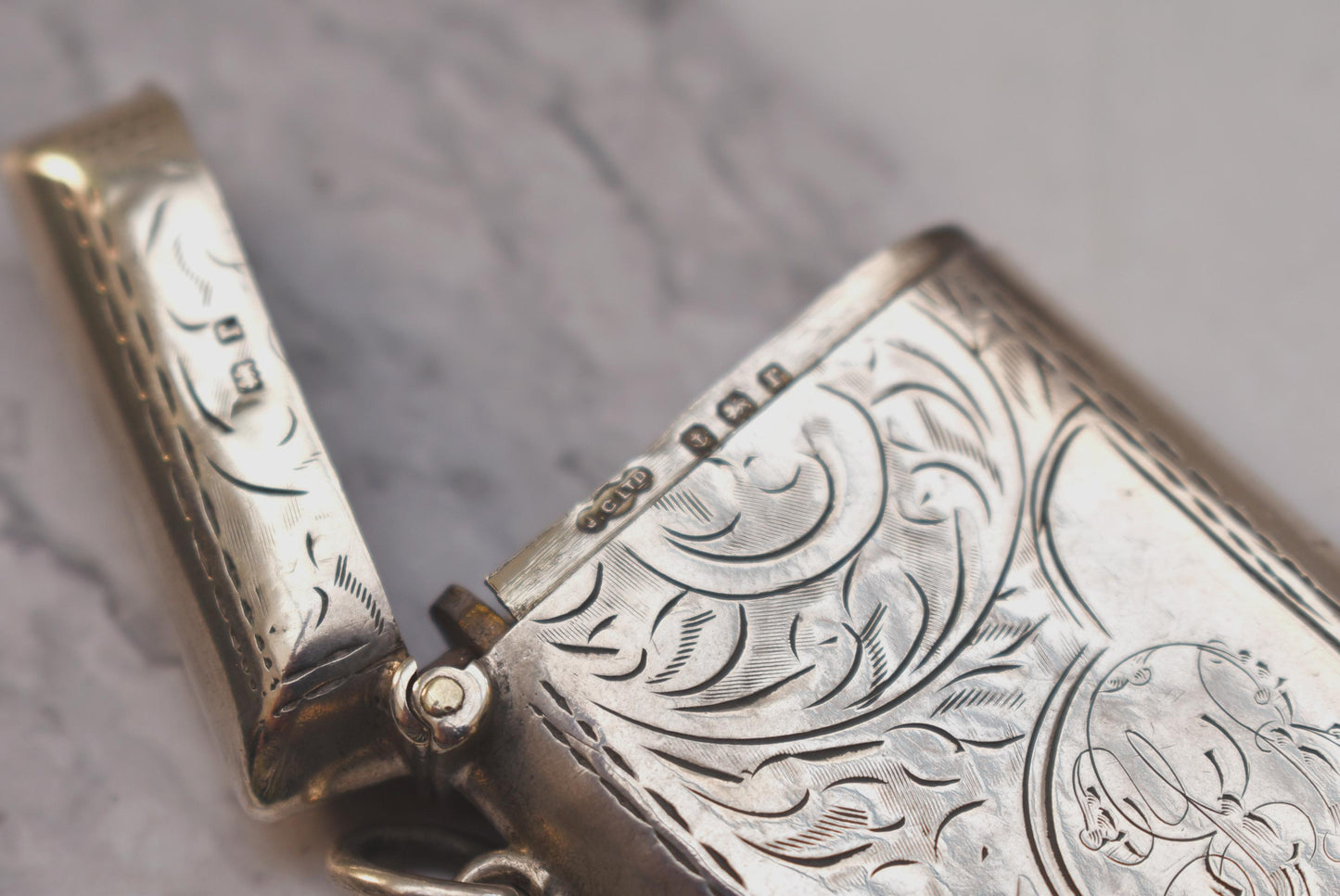 Antique Silver Vesta Case - Gorgeous 1916 Hallmarked Match Safe for Fob or Chatelaine