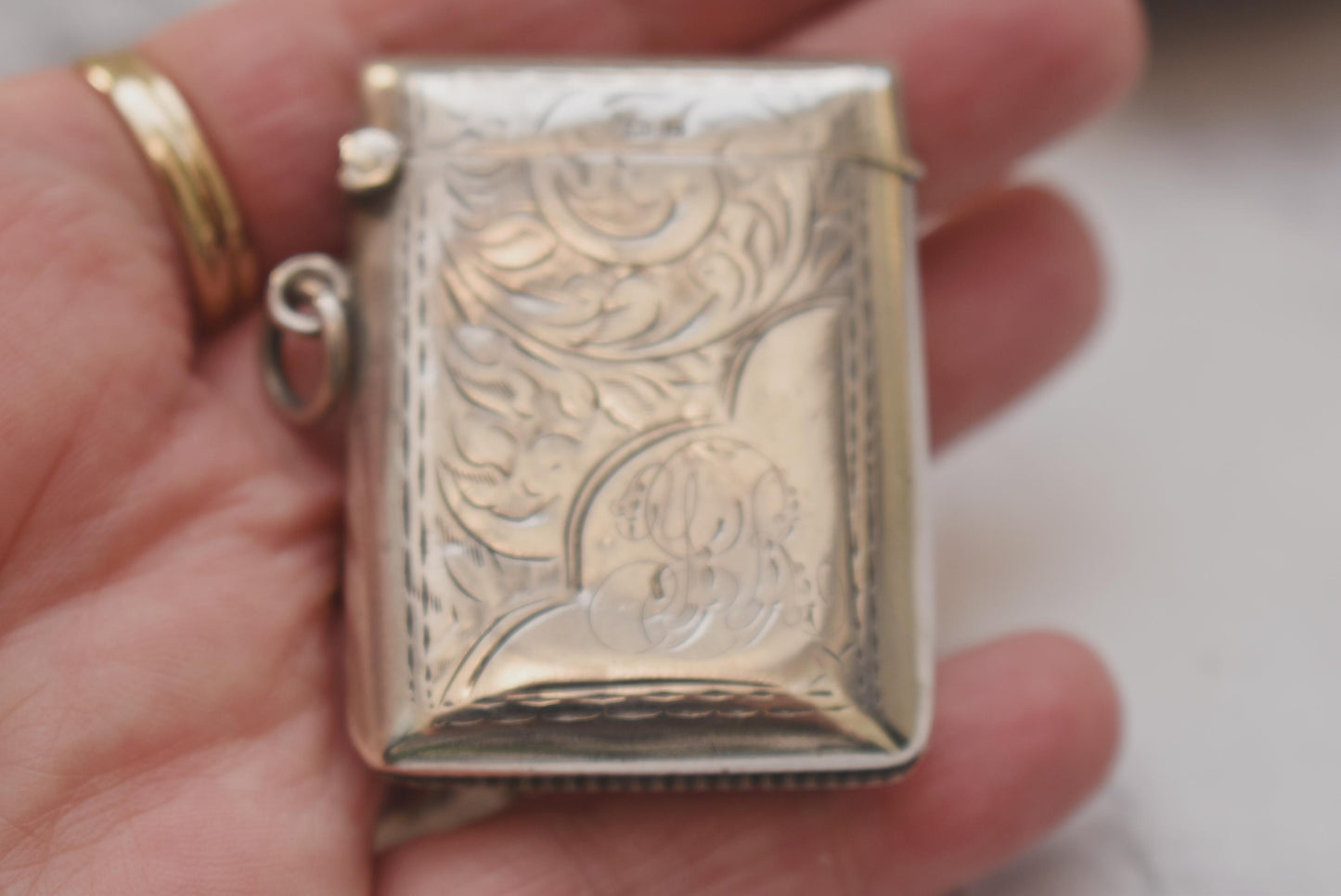 Antique Silver Vesta Case - Gorgeous 1916 Hallmarked Match Safe for Fob or Chatelaine