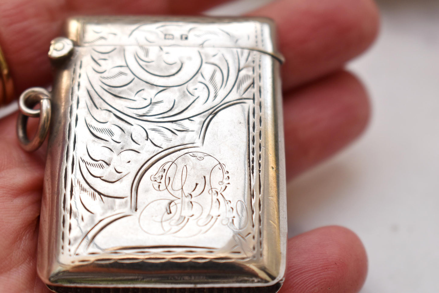 Antique Silver Vesta Case - Gorgeous 1916 Hallmarked Match Safe for Fob or Chatelaine