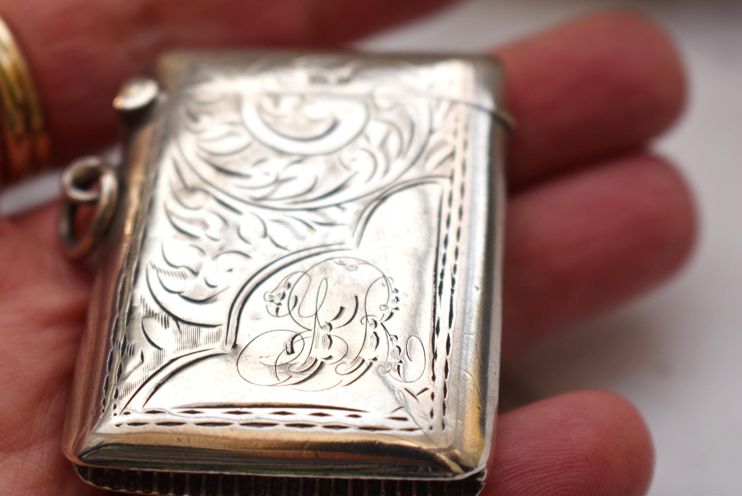 Antique Silver Vesta Case - Gorgeous 1916 Hallmarked Match Safe for Fob or Chatelaine