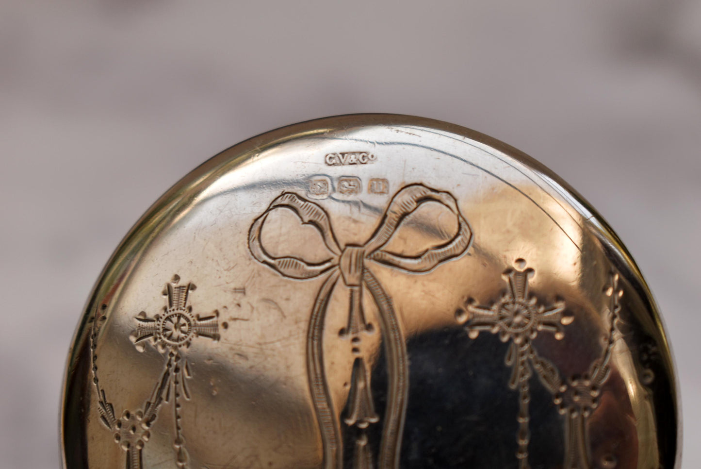 Antique Silver Mirror - Beautiful Art Nouveau Floral Chatelaine Mirror 1919 Hallmark Gourdel Vales & Co