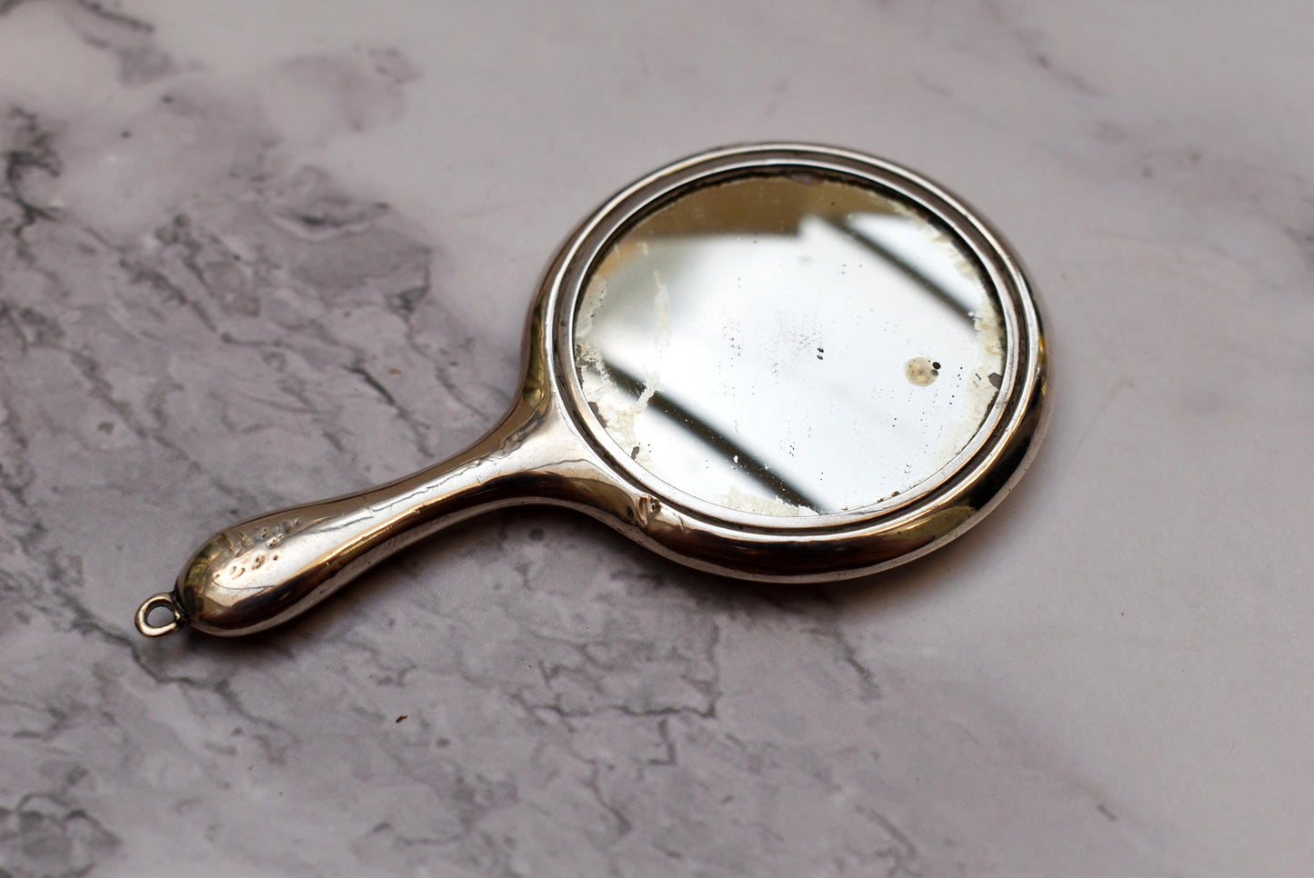 Antique Silver Mirror - Beautiful Art Nouveau Floral Chatelaine Mirror 1919 Hallmark Gourdel Vales & Co