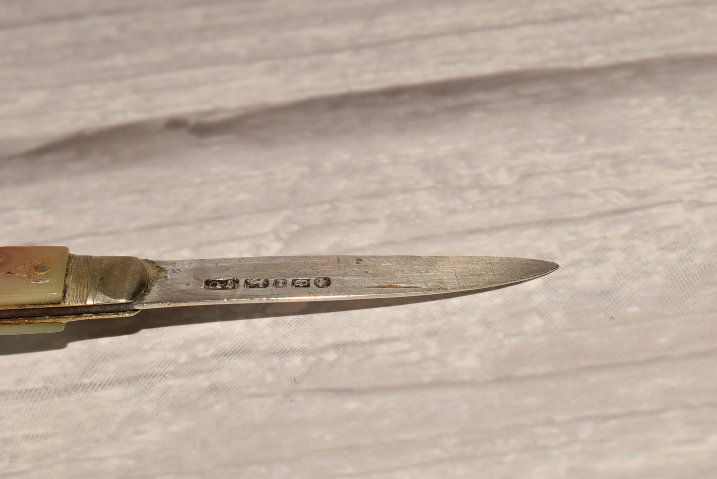 Early Victorian Fruit Parer - Gorgeous 1852 George Unite Silver and Mother of Pearl Engraved