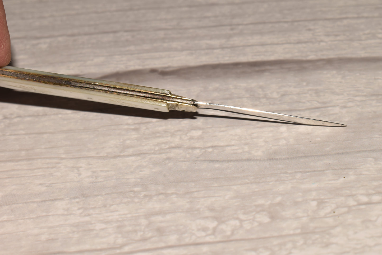 Early Victorian Fruit Parer - Gorgeous 1852 George Unite Silver and Mother of Pearl Engraved