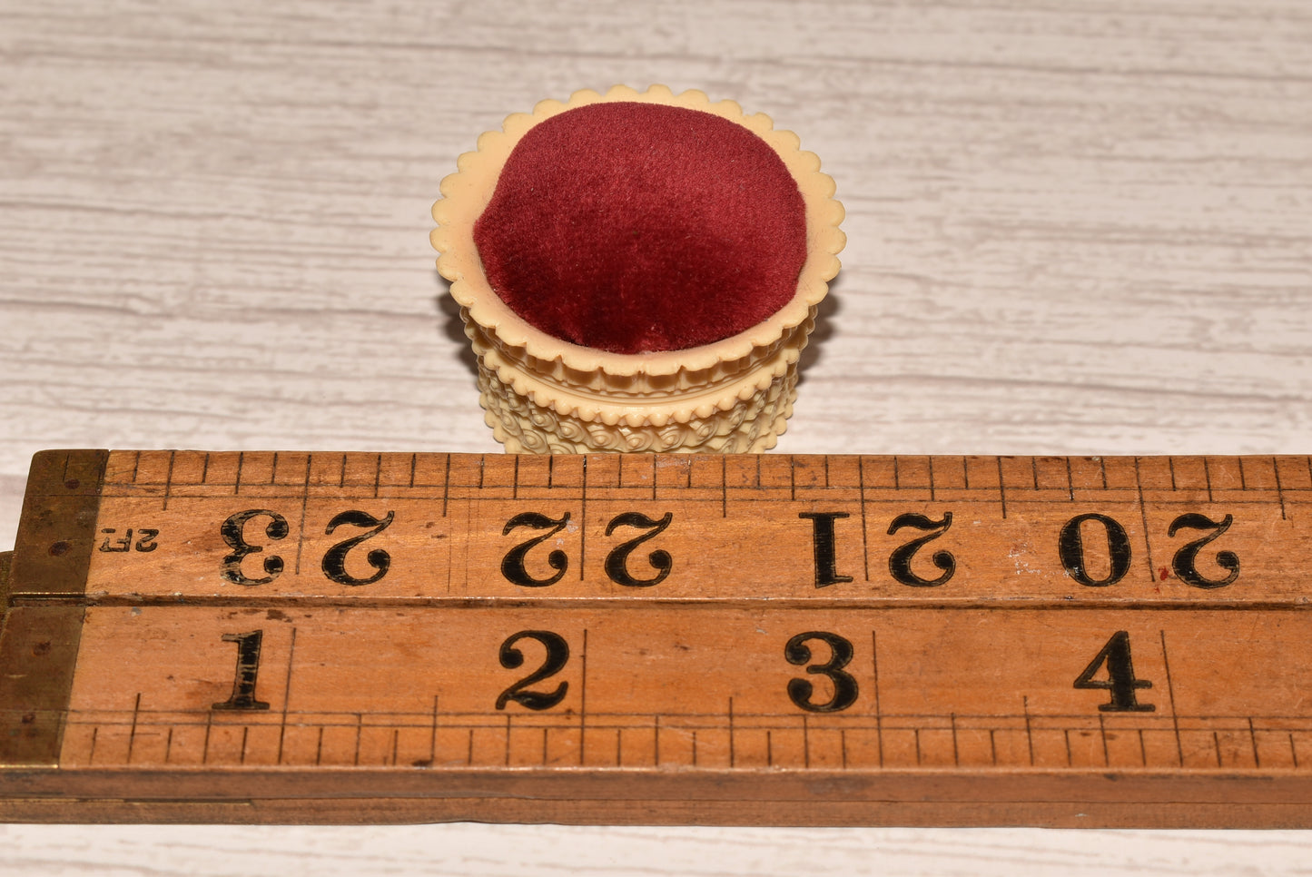 Antique Pin Cushion - Gorgeous Victorian Celluloid and Velvet Cushion
