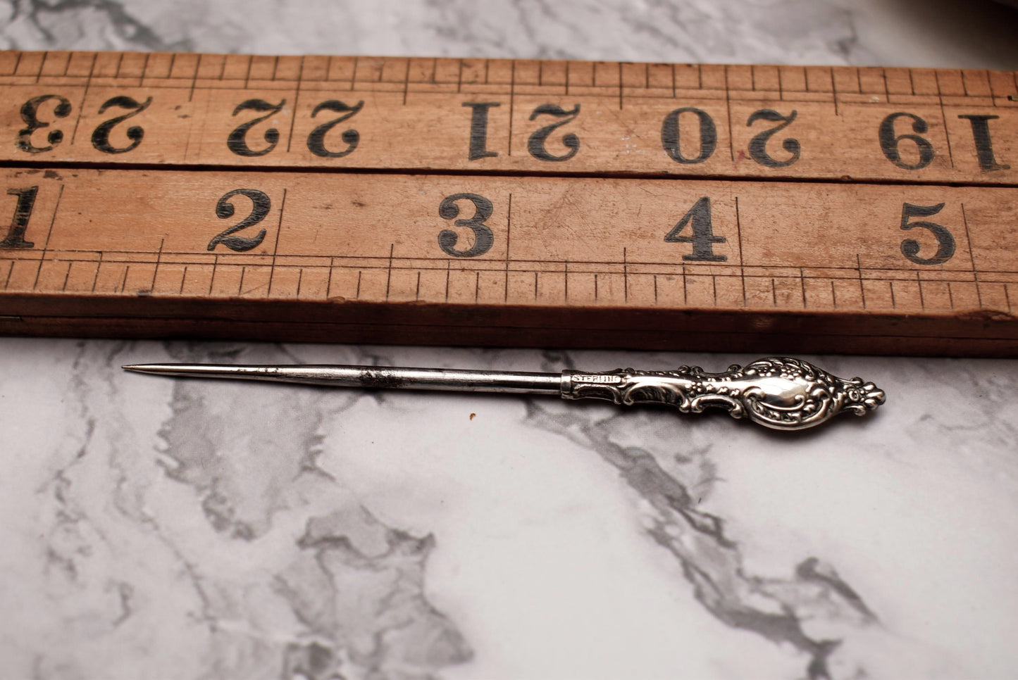 Antique Silver Awl - Gorgeous Victorian Sterling Fine Tipped Notion
