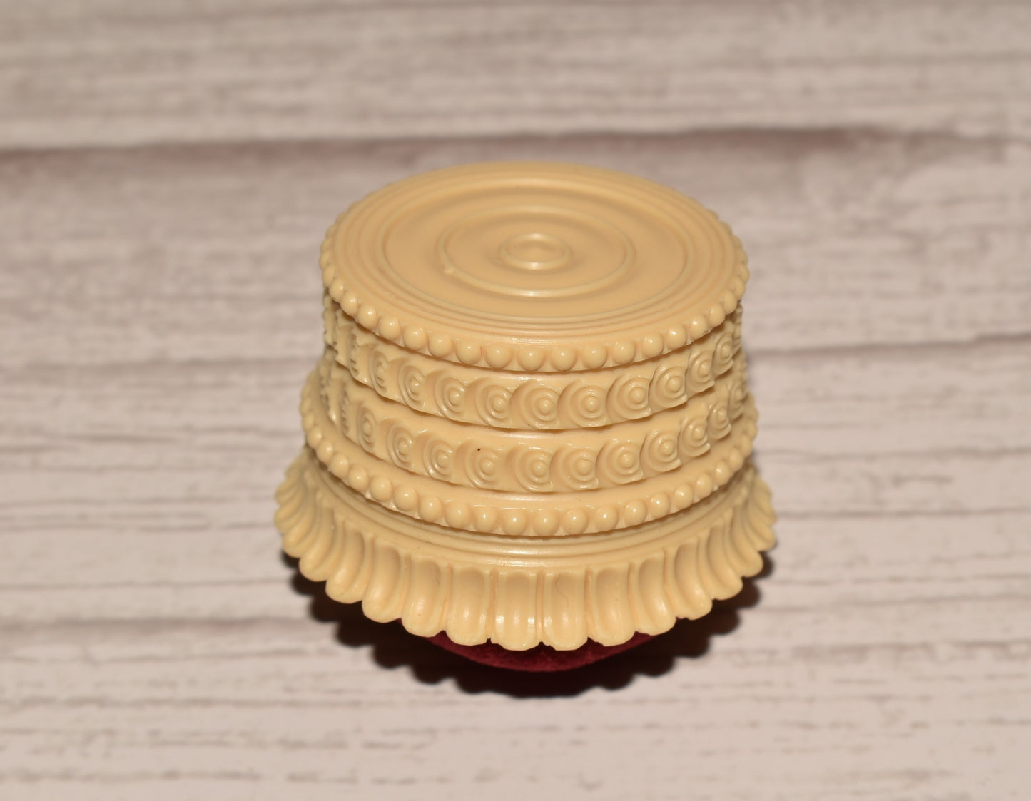 Antique Pin Cushion - Gorgeous Victorian Celluloid and Velvet Cushion