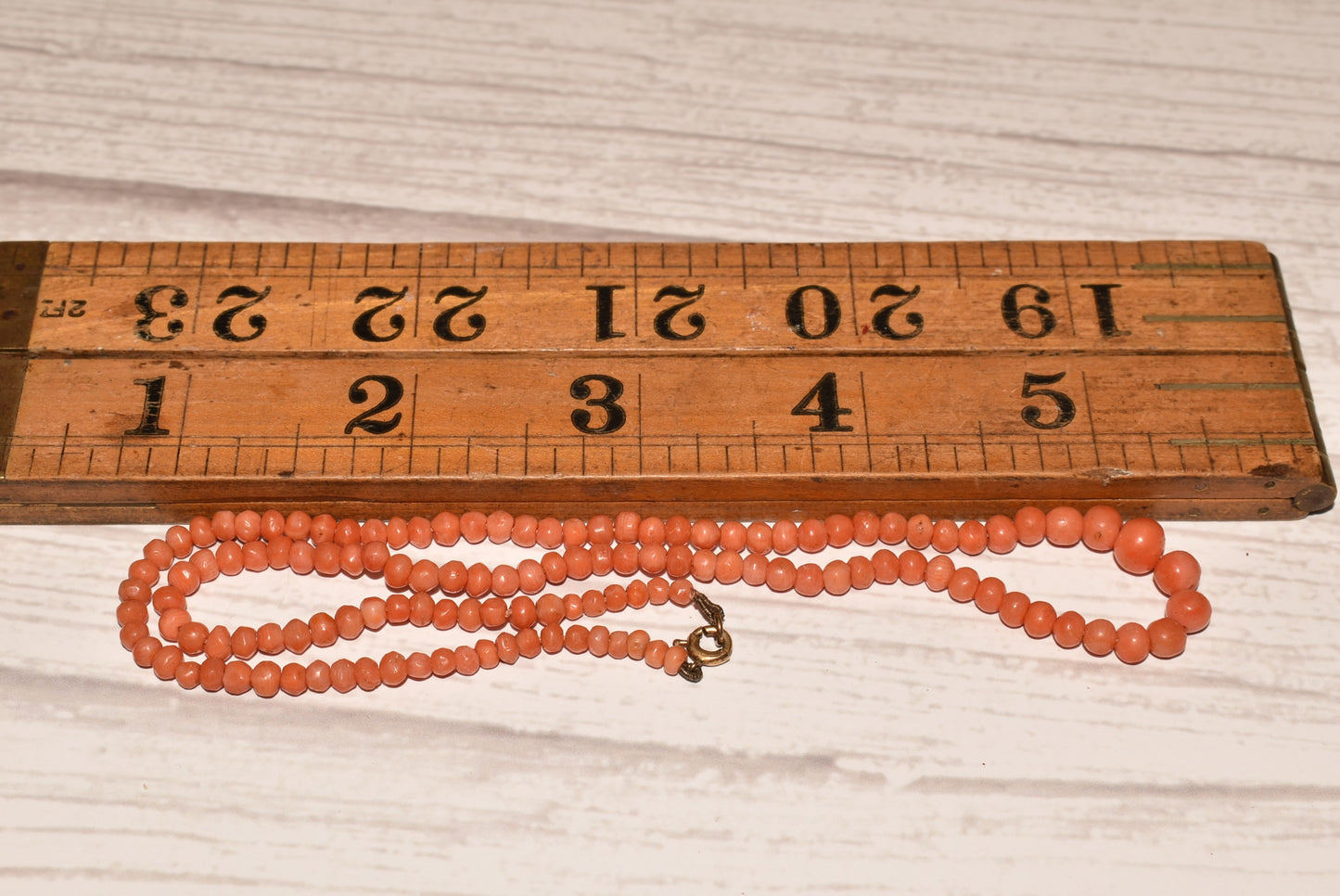 Victorian Coral Bead Necklace - Beautiful 15 Inch Graduated String