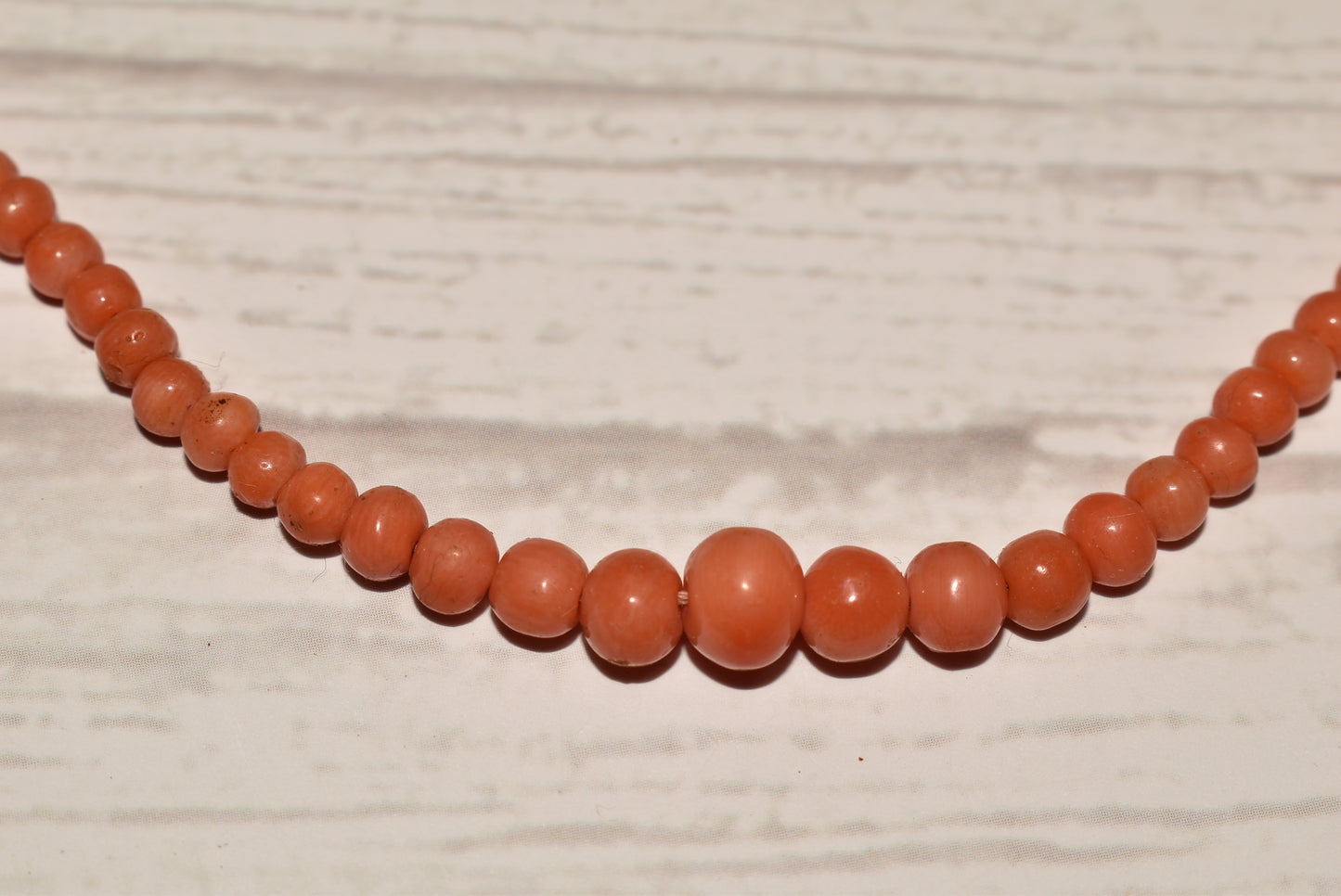 Victorian Coral Bead Necklace - Beautiful 15 Inch Graduated String
