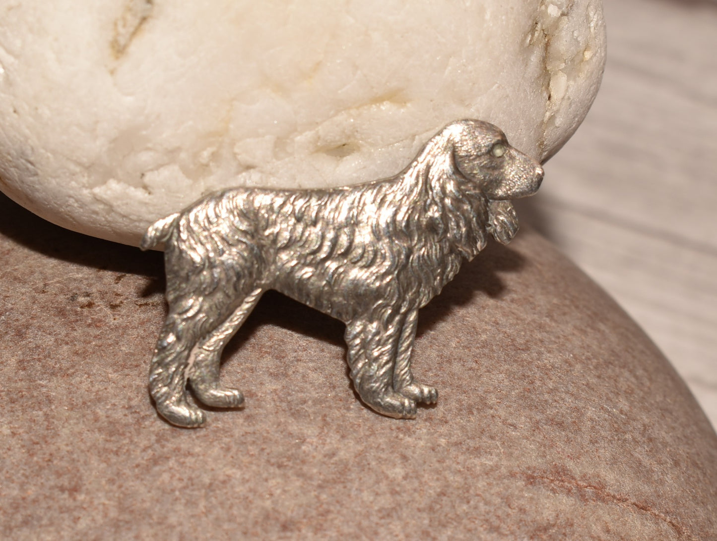 Antique Silver Dog Brooch - Gorgeous Sterling Spaniel