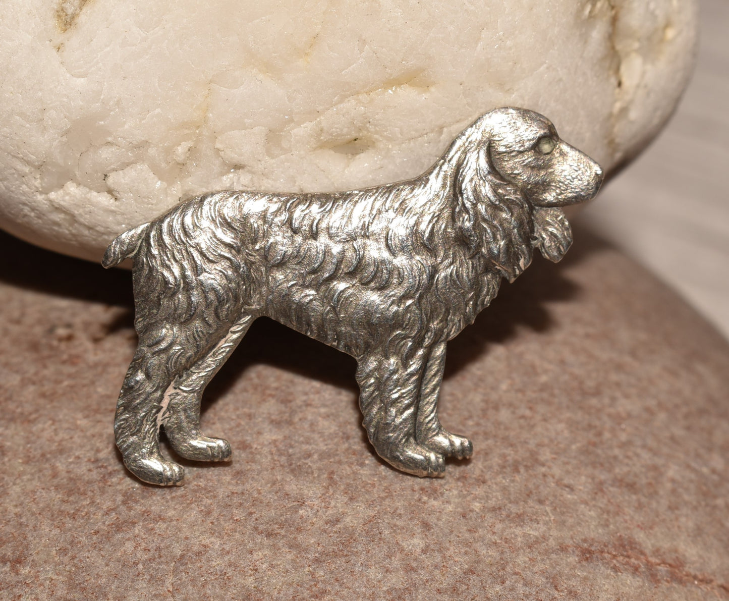 Antique Silver Dog Brooch - Gorgeous Sterling Spaniel