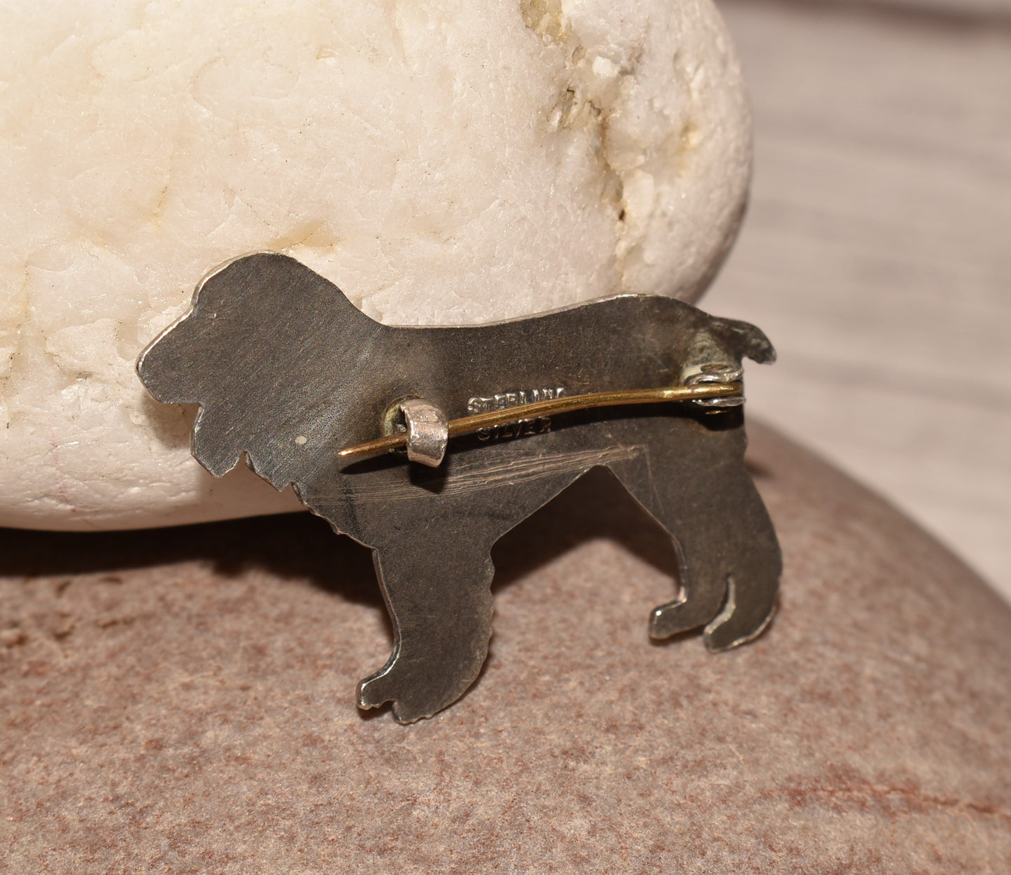 Antique Silver Dog Brooch - Gorgeous Sterling Spaniel