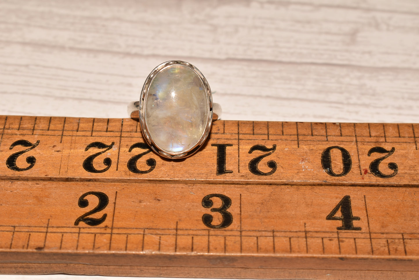 Silver Moonstone Ring - Gorgeous Size Q Large Decorative