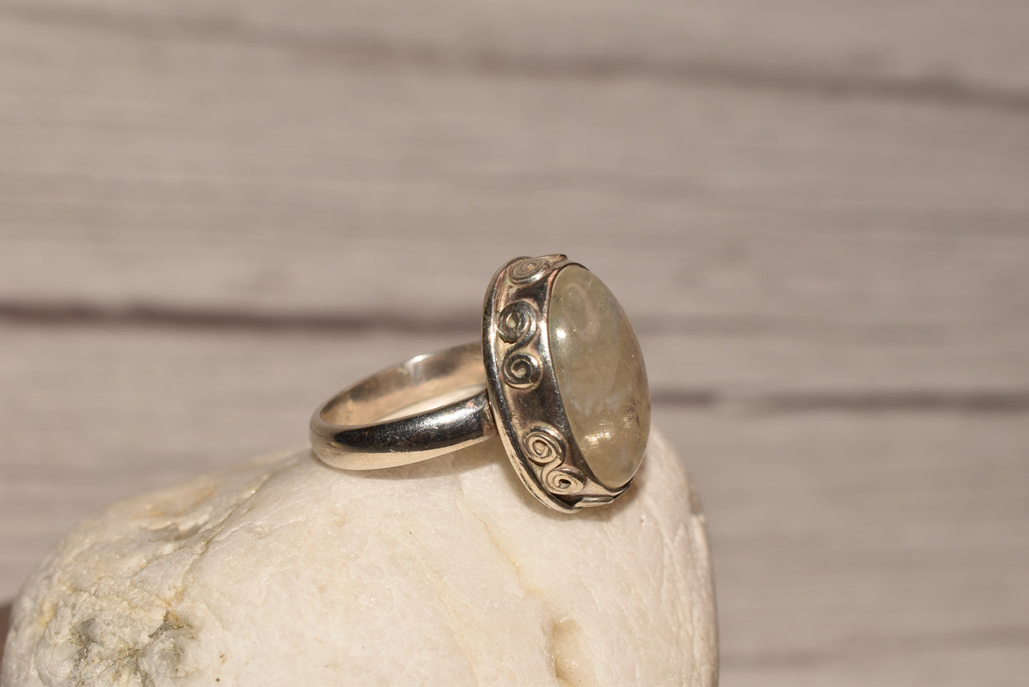 Silver Moonstone Ring - Gorgeous Size Q Large Decorative