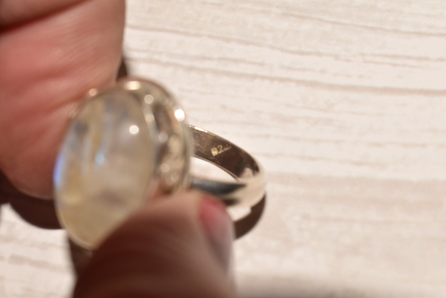 Silver Moonstone Ring - Gorgeous Size Q Large Decorative