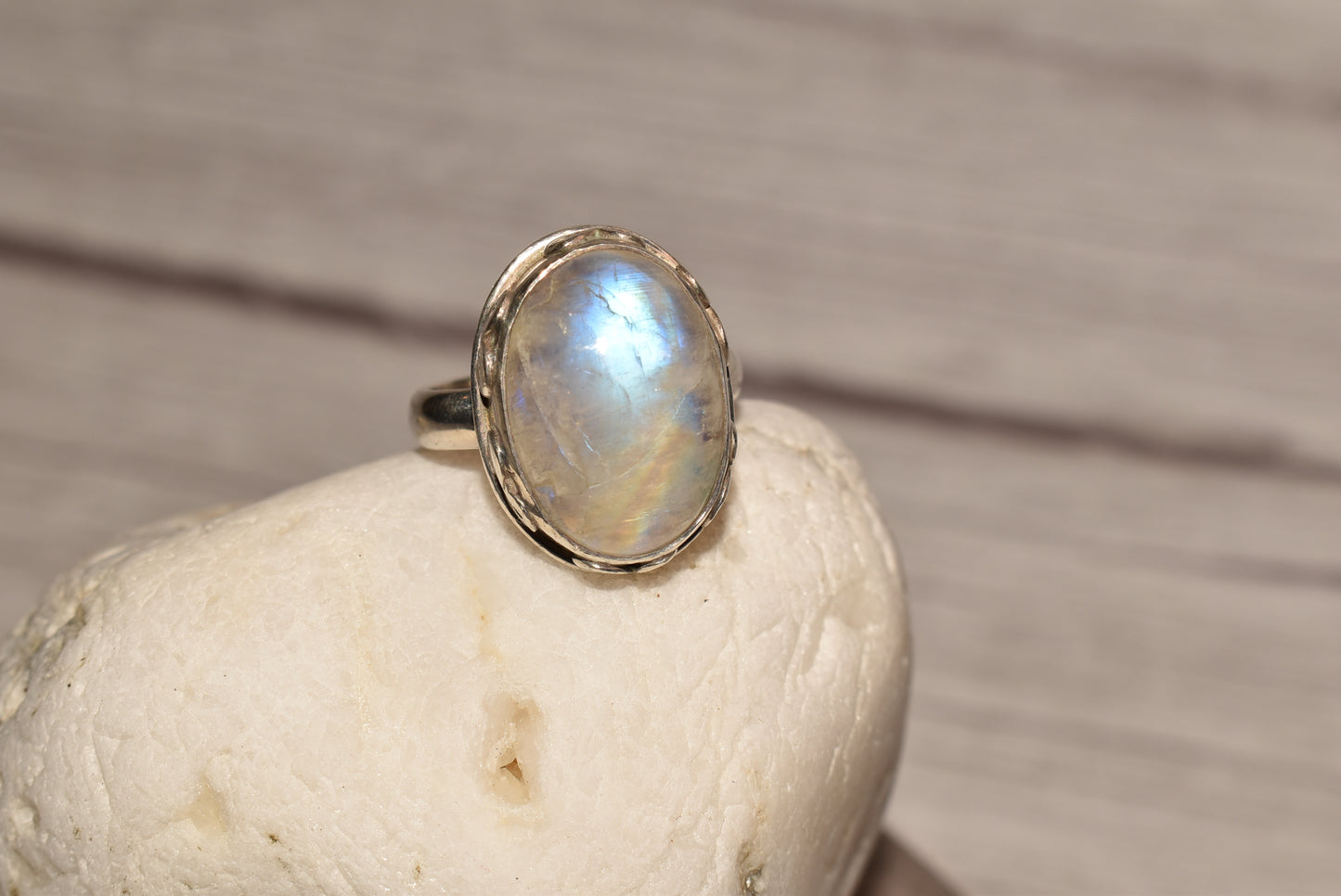 Silver Moonstone Ring - Gorgeous Size Q Large Decorative
