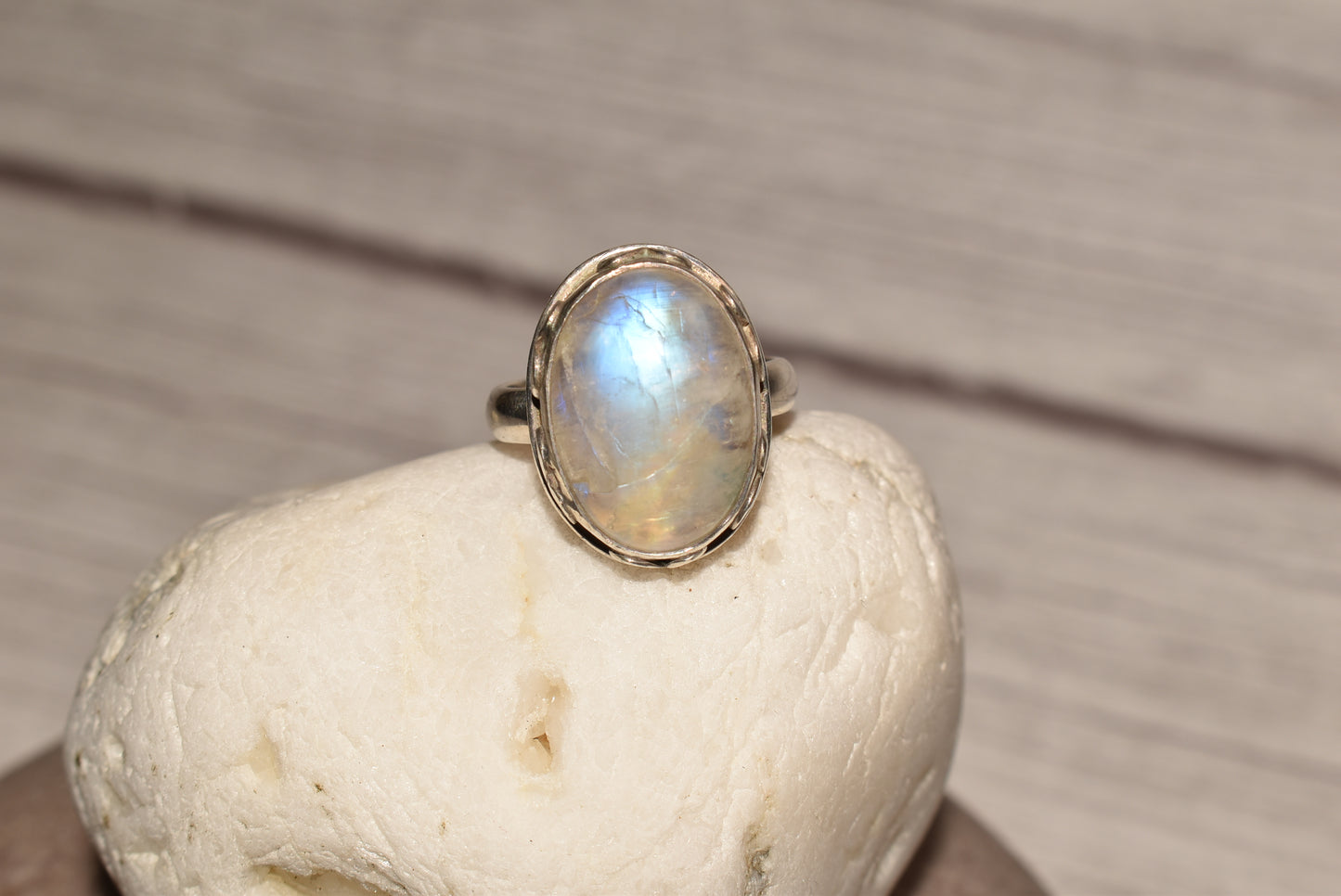 Silver Moonstone Ring - Gorgeous Size Q Large Decorative