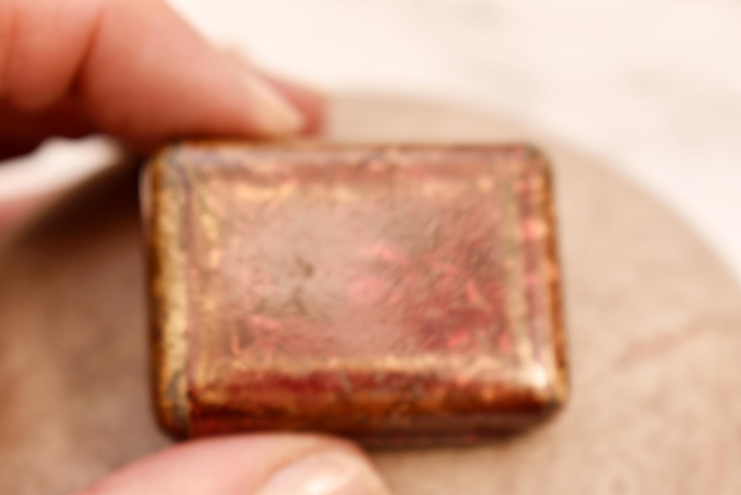 Antique Pin Tin - Gorgeous Victorian Slide Top Quality Crescent Button Box Filled with Pins