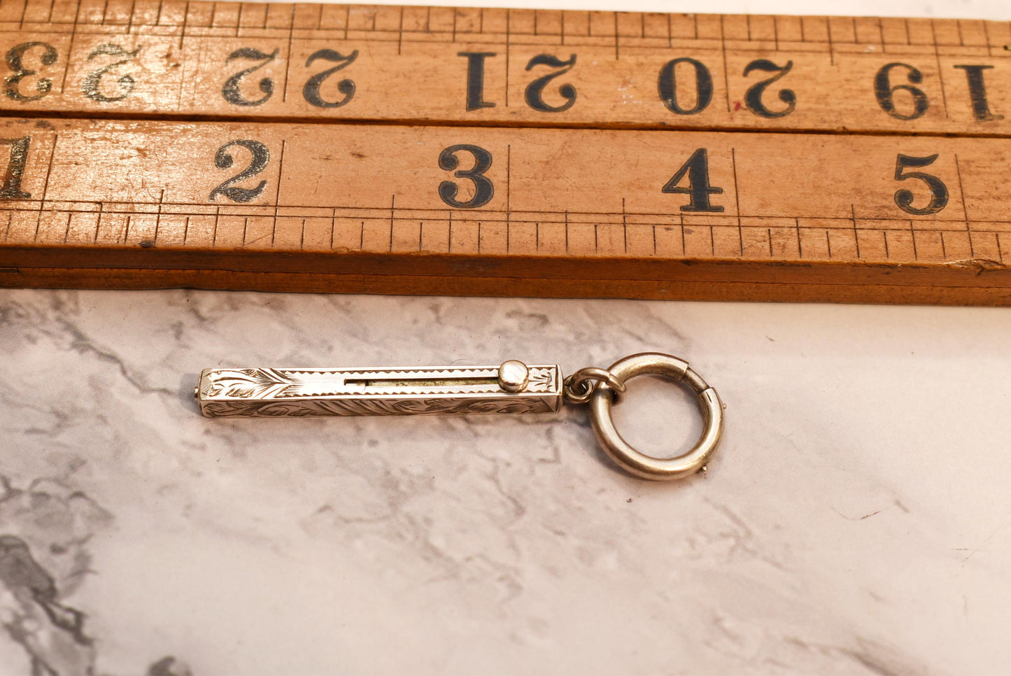 Antique Silver Pencil - Stunning Victorian Fob and Chatelaine Pencil with Large Bolt Ring