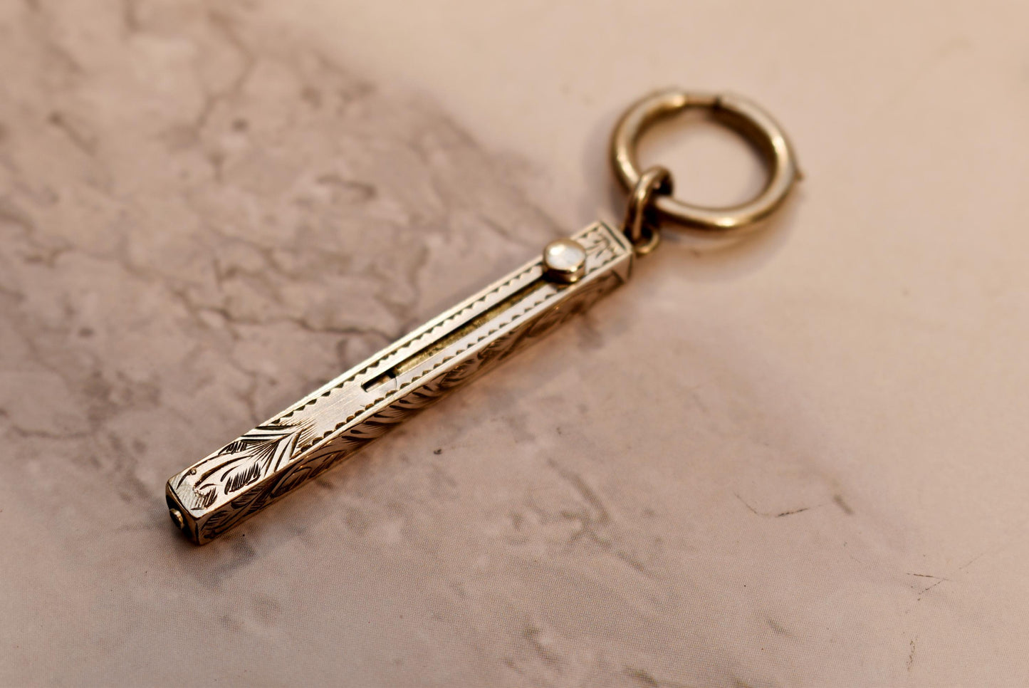 Antique Silver Pencil - Stunning Victorian Fob and Chatelaine Pencil with Large Bolt Ring