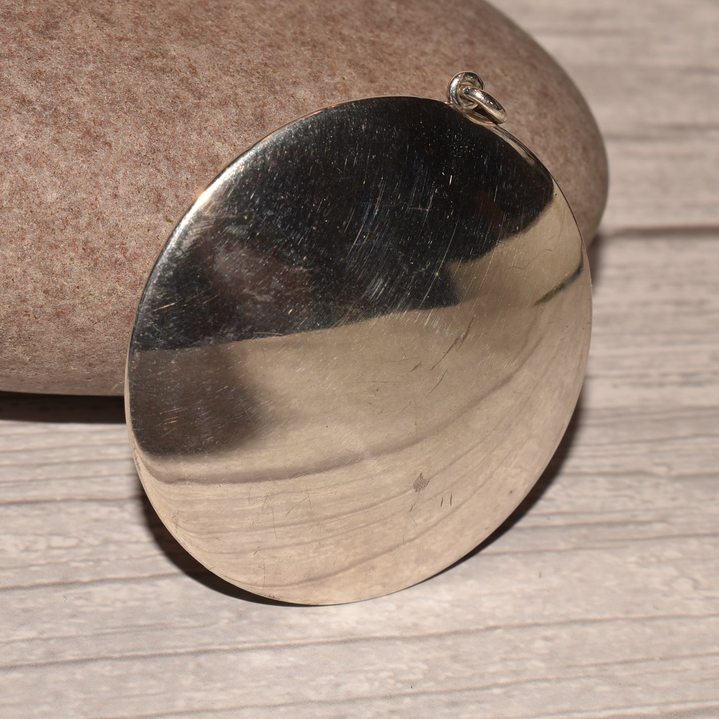 Antique Silver Compact - Gorgeous Floral Embossed Mirrored Compact Large Pendant Locket