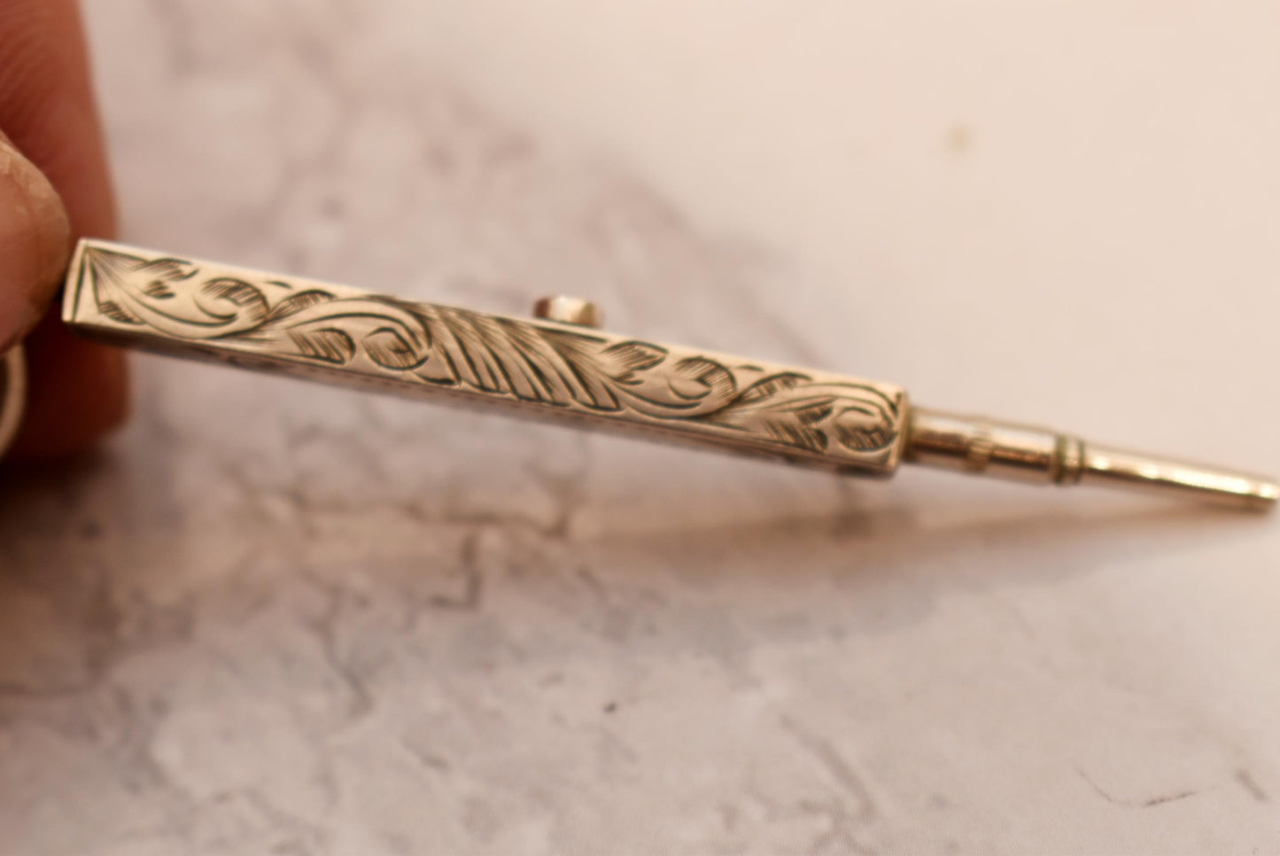 Antique Silver Pencil - Stunning Victorian Fob and Chatelaine Pencil with Large Bolt Ring
