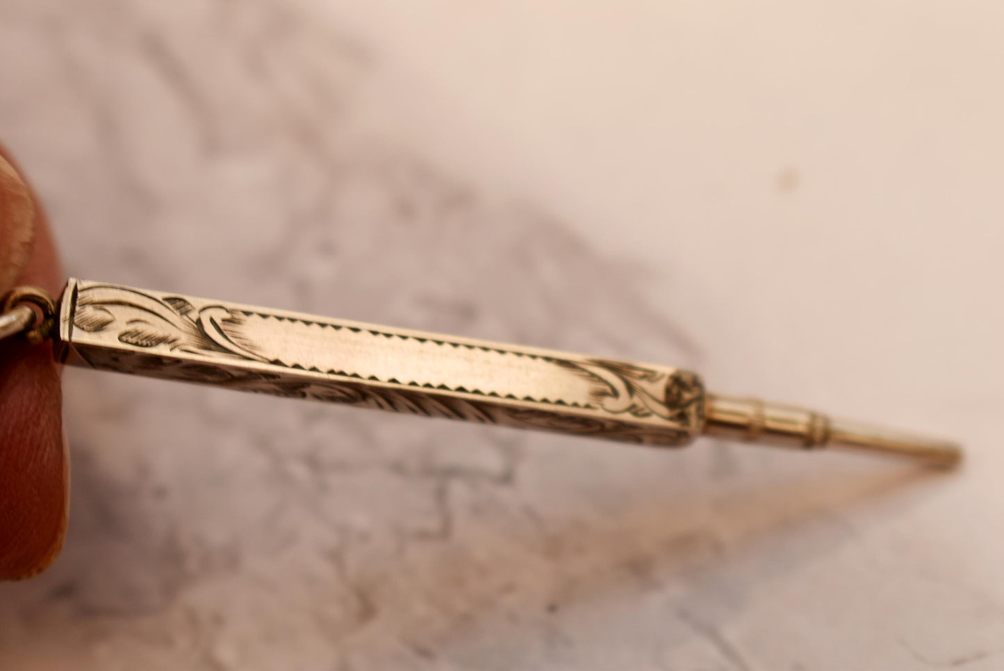 Antique Silver Pencil - Stunning Victorian Fob and Chatelaine Pencil with Large Bolt Ring