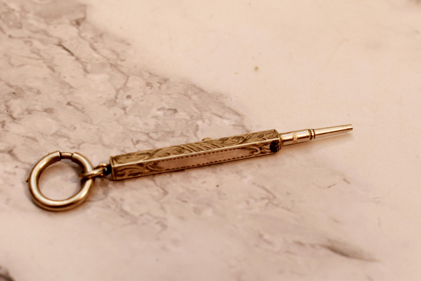 Antique Silver Pencil - Stunning Victorian Fob and Chatelaine Pencil with Large Bolt Ring