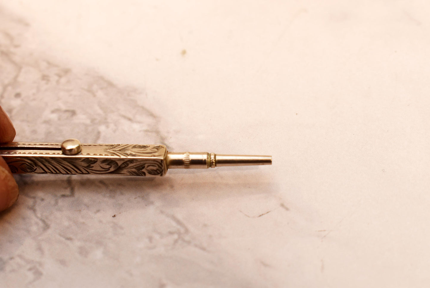 Antique Silver Pencil - Stunning Victorian Fob and Chatelaine Pencil with Large Bolt Ring