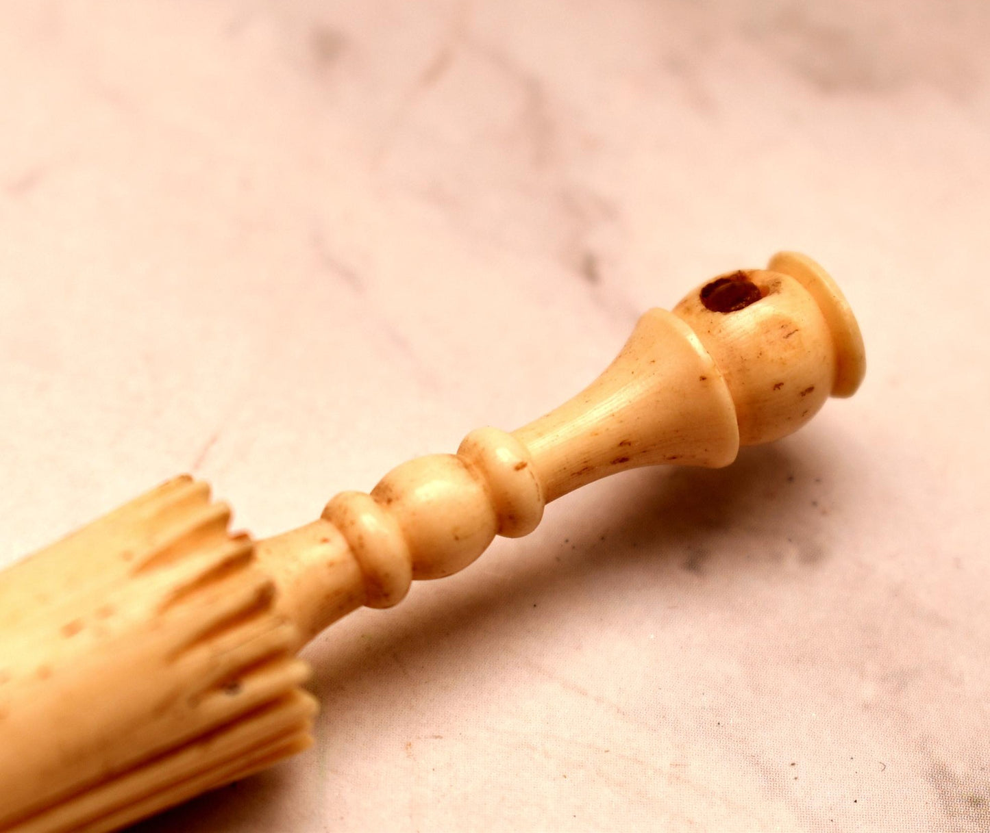 Antique Parasol Etui with Menton Stanhope Lens - Gorgeous Victorian Bone Needle Case
