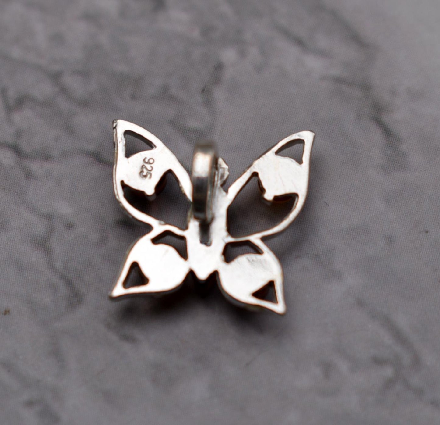 Silver Amber Pendant - Gorgeous Butterfly Multi Colour Stone