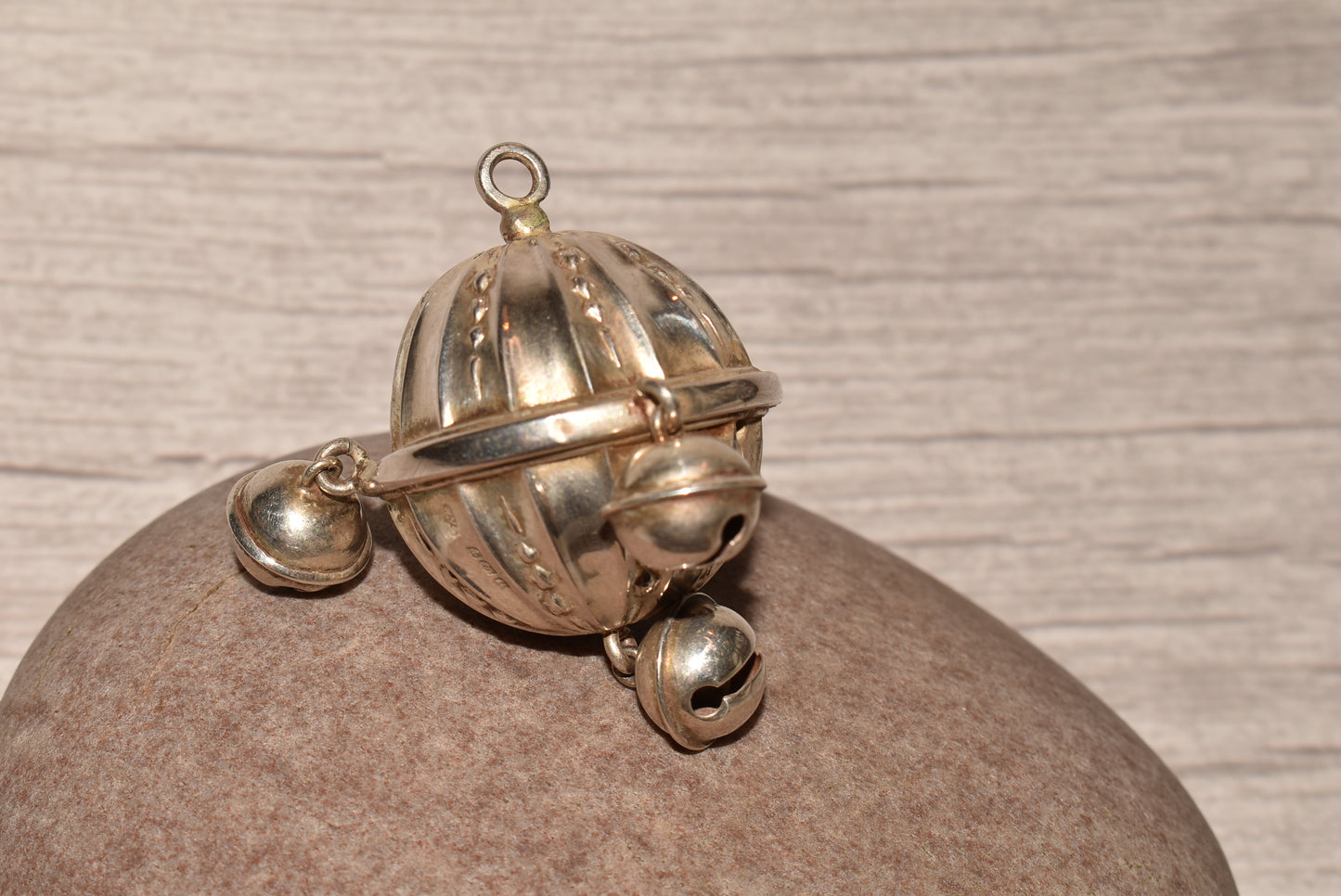 Solid Silver Rattle Birmingham 1912 Hallmark with Jingling Bells
