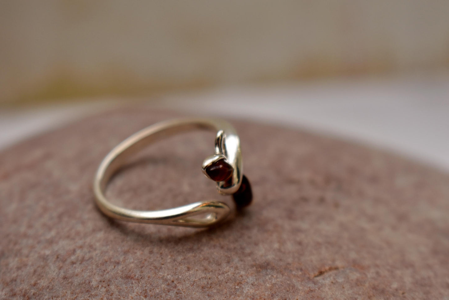 Silver Amber Butterfly Ring - Gorgeous Size O.5 Decorative Ring