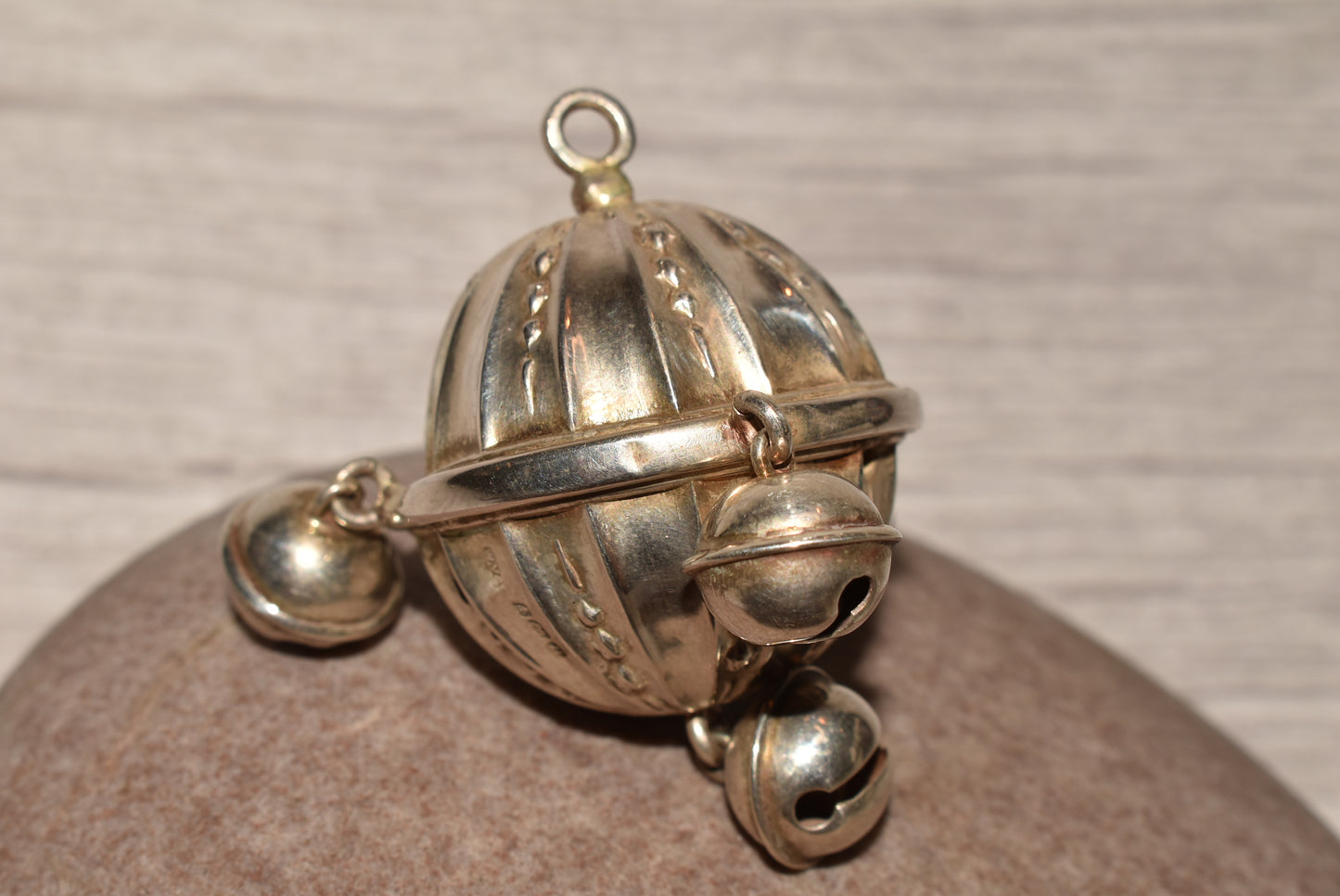 Solid Silver Rattle Birmingham 1912 Hallmark with Jingling Bells