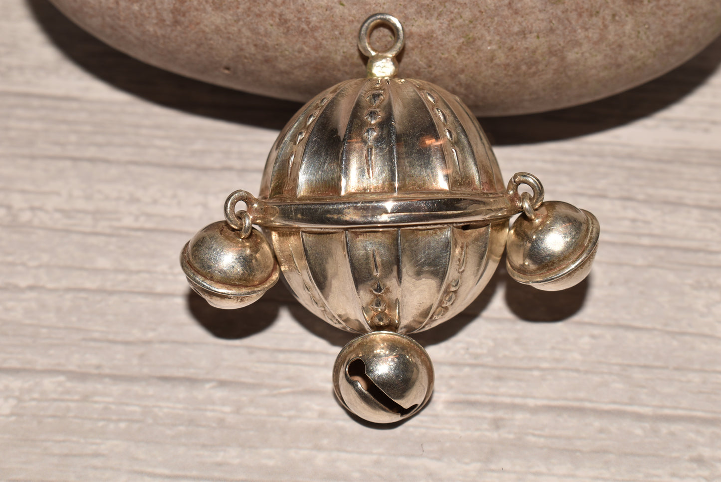 Solid Silver Rattle Birmingham 1912 Hallmark with Jingling Bells