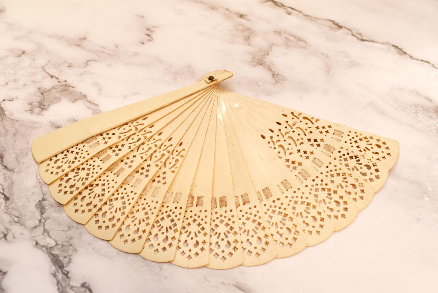 Antique Brise Fan - Charming Edwardian Celluloid Fan with Lady Silhouette