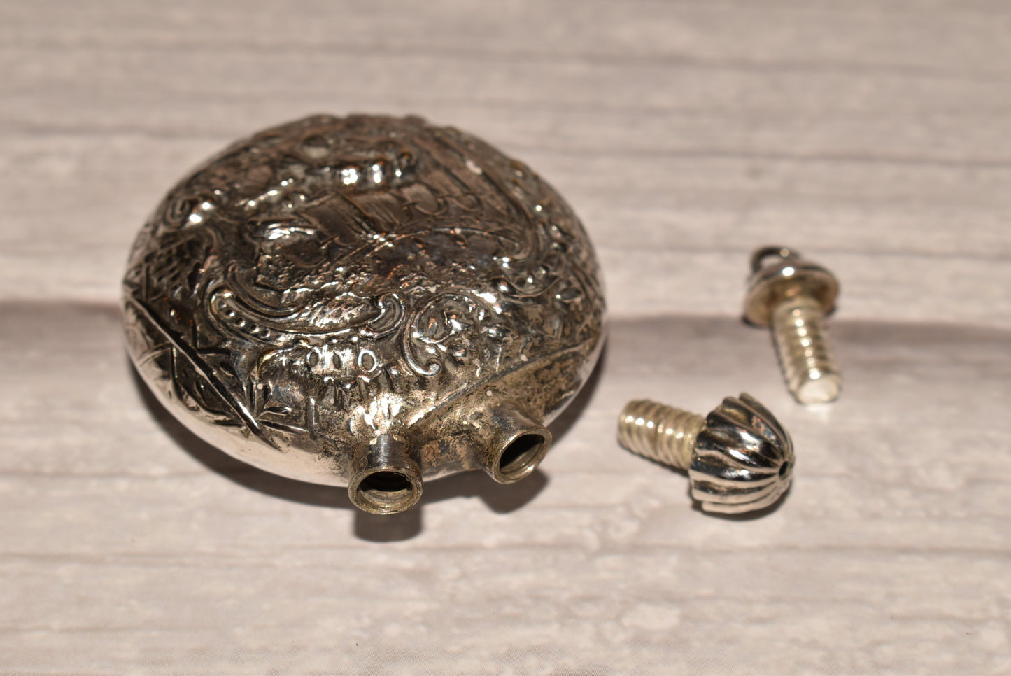 Antique Scent Bottle - Beautiful Double Stoppered Love Birds Scene Perfume Bottle