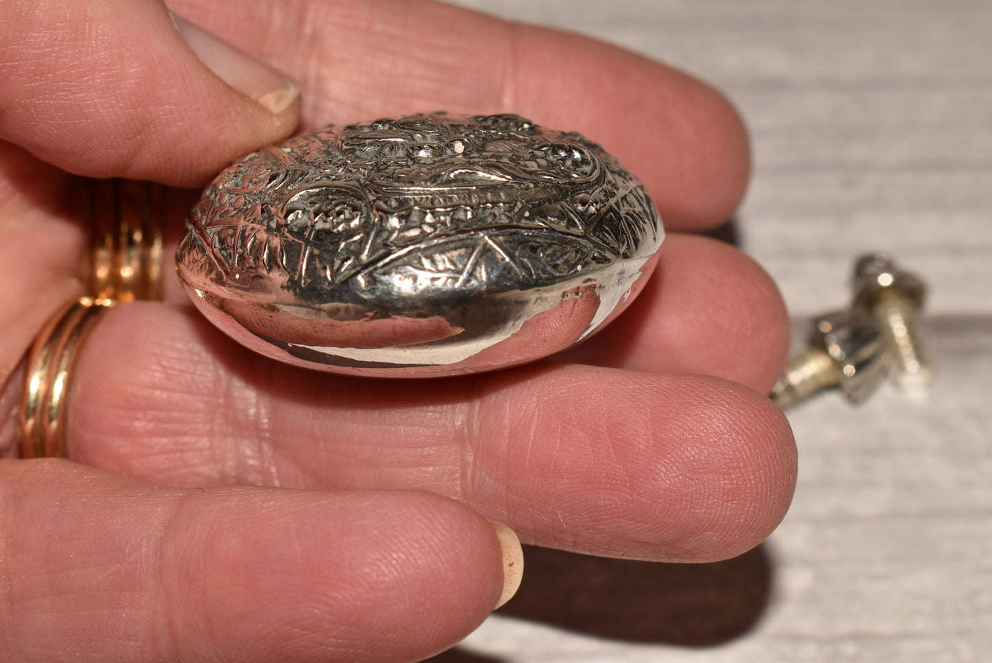 Antique Scent Bottle - Beautiful Double Stoppered Love Birds Scene Perfume Bottle