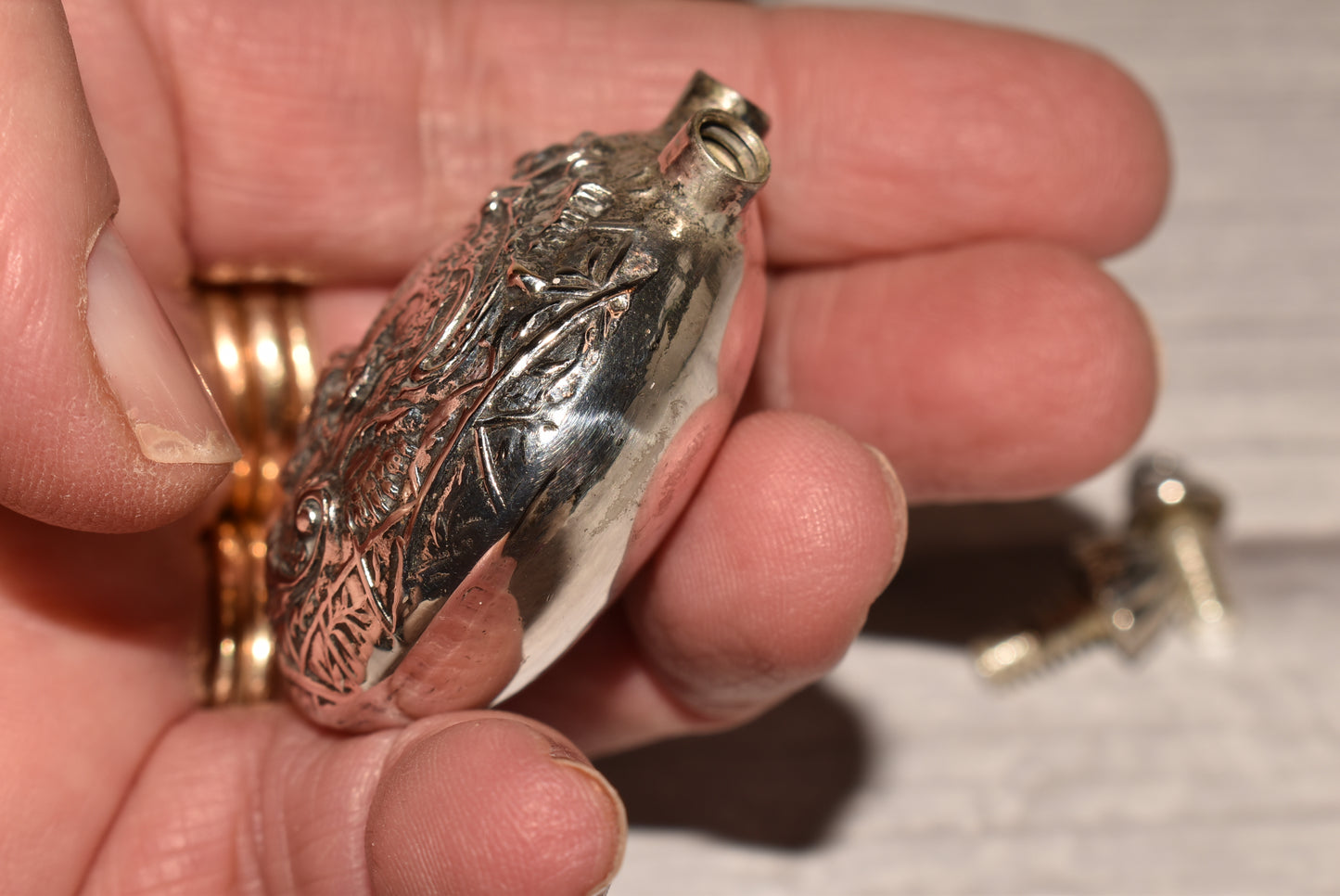 Antique Scent Bottle - Beautiful Double Stoppered Love Birds Scene Perfume Bottle