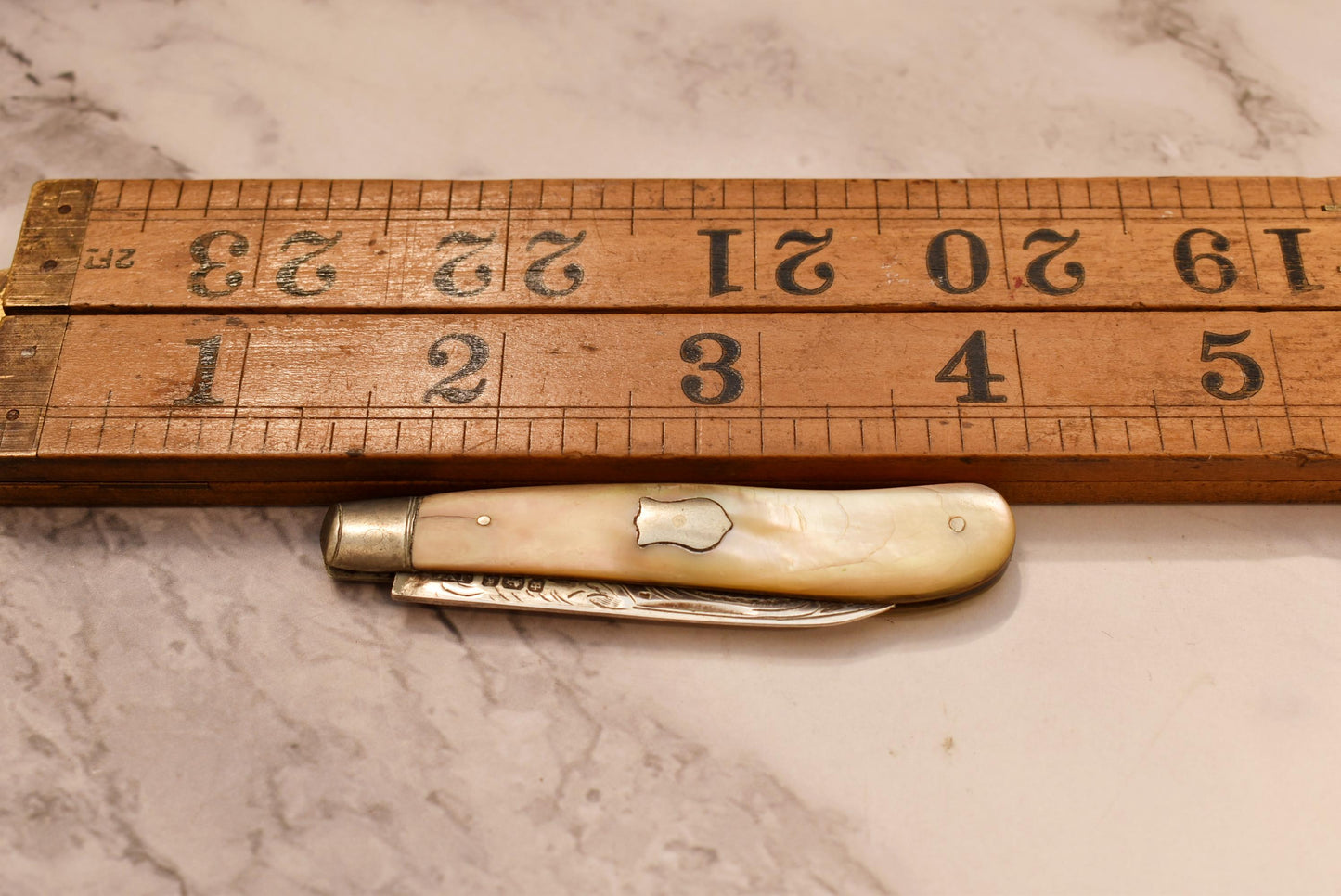 Edwardian Silver Fruit Parer - Gorgeous 1910 John Yeomans Cowlishaw Silver and Mother of Pearl Engraved