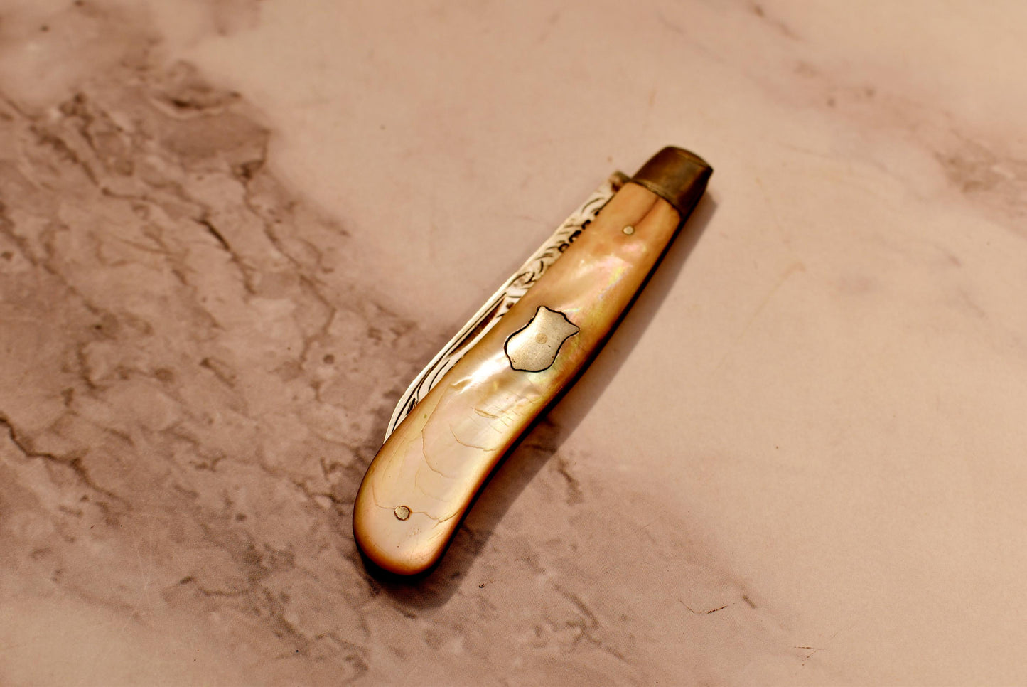 Edwardian Silver Fruit Parer - Gorgeous 1910 John Yeomans Cowlishaw Silver and Mother of Pearl Engraved