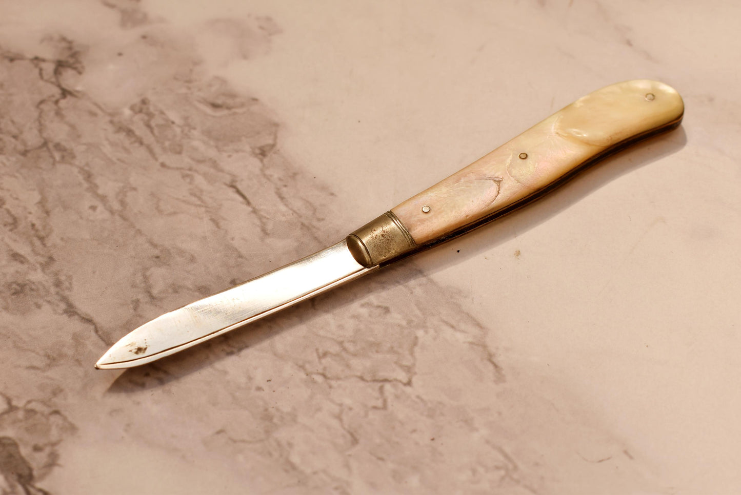 Edwardian Silver Fruit Parer - Gorgeous 1910 John Yeomans Cowlishaw Silver and Mother of Pearl Engraved