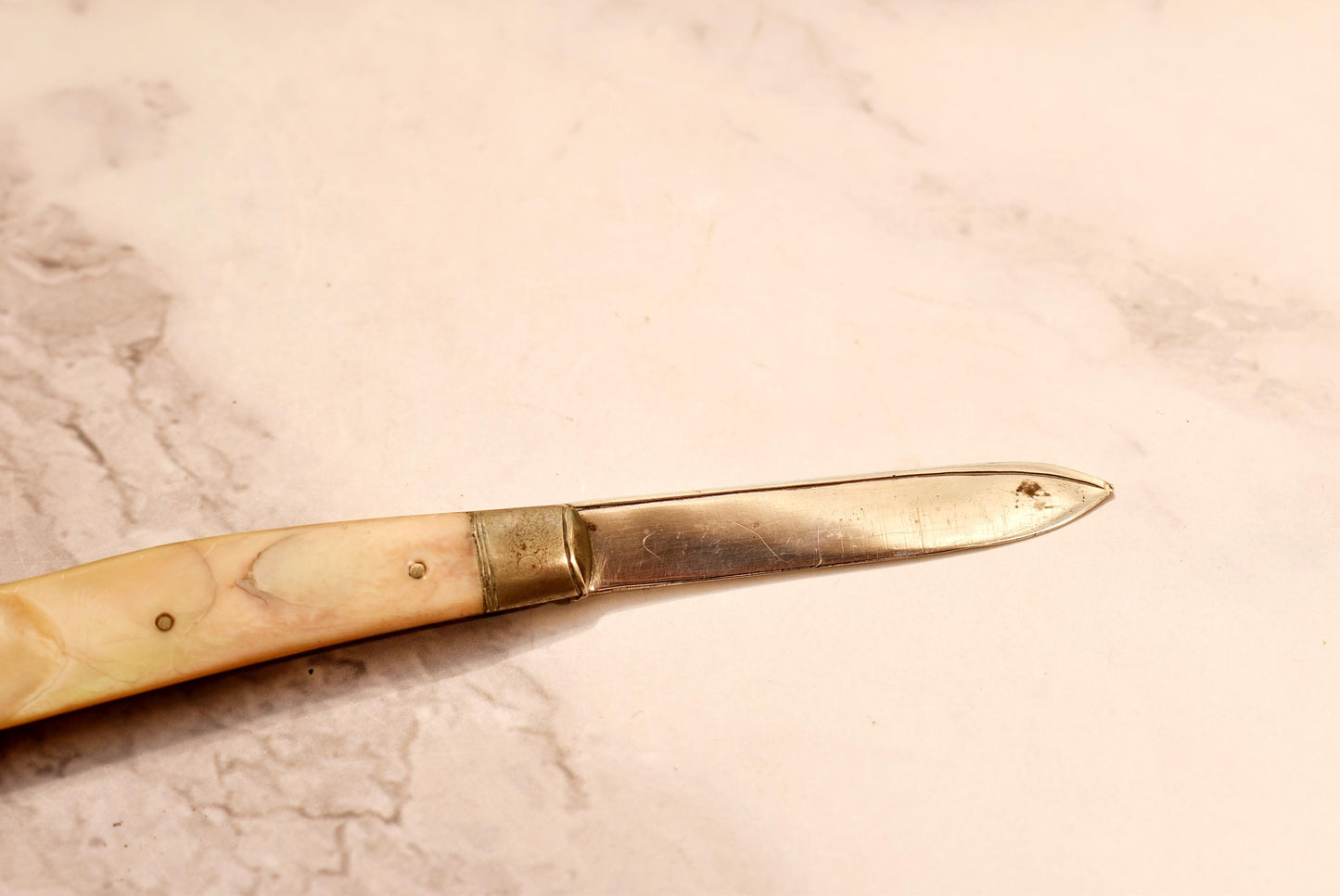 Edwardian Silver Fruit Parer - Gorgeous 1910 John Yeomans Cowlishaw Silver and Mother of Pearl Engraved