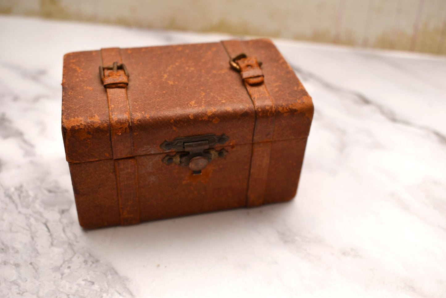 Antique Doll's Steamer Trunk - Wonderful Victorian Leatherbound with Buckles